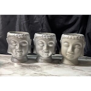 3 ~‎ BUDDHA 3D FACE PLANTERS 4.75"T x 4"W (2691)